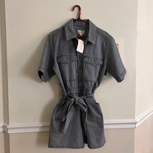 Universal thread NWT romper pinstriped blue and white retro